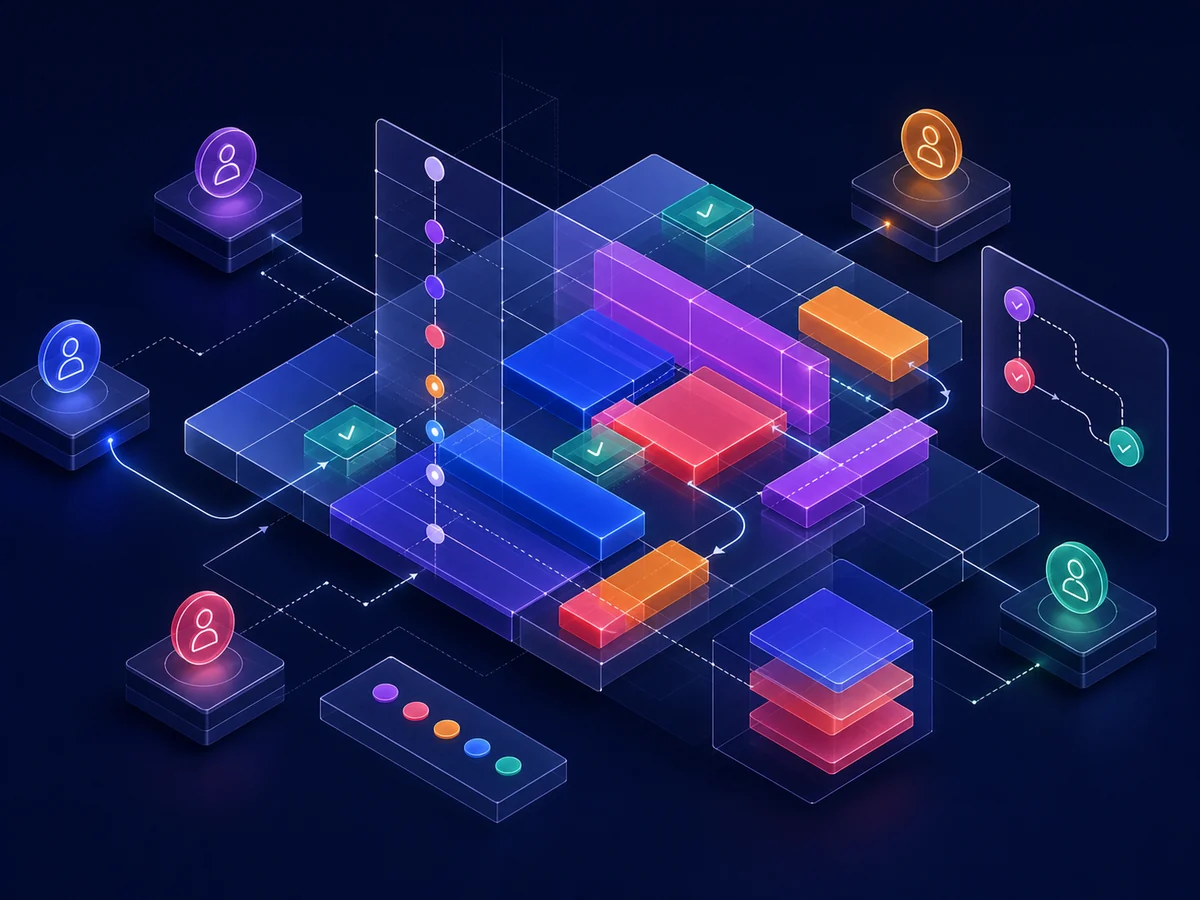 Abstract scheduling and collaboration artwork for FlexSync